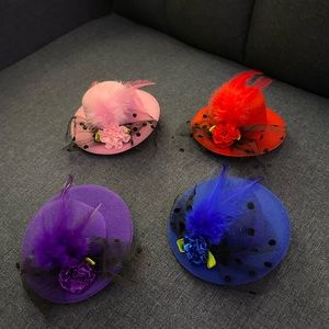 4 tea party hair clip hats/facinaters
